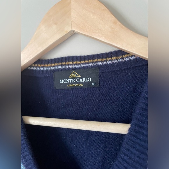 Vintage Monte Carlo Lambs wool plaid sweater NWOT size40 old money - Picture 2 of 5